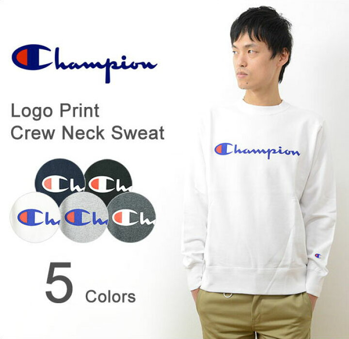 楽天市場】Champion（チャンピオン） ロゴ プリント クルーネック 