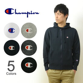 Champion（チャンピオン） ワンポイント 刺繍 スウェット ジップ パーカー メンズ レディース トレーナー スエット ジップアップ フード ロゴ刺繍 厚手 裏毛 パイル 杢 アメカジ スポーツ 大きいサイズ ビッグサイズ対応 XL XXL 3L グレー ネイビー ブラック 【C3-Q103】