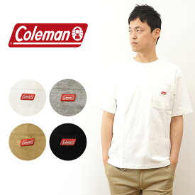 Coleman（コールマン） ポケット クルーネック Tシャツ ポケT メンズ 半袖 レディース オーバーサイズ ビッグシルエット サイズ感 キャンプ アウトドア シンプル ワンポイント ブランド ロゴ アメカジ アメリカ 登山 山登り 夏 コーデ 白 黒 ブラック ベージュ 【CM5701】