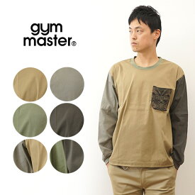 gym master（ジムマスター） ジャガード ポケット クルーネック ロンT 長袖 ポケット Tシャツ ポケT メンズ レディース 無地 シンプル 袖 リブ アウトドア キャンプ フェス ライブ 登山 山登り 釣り 自転車 ウォーキング 春夏 秋冬 コーデ ベージュ グレー 【G918658】