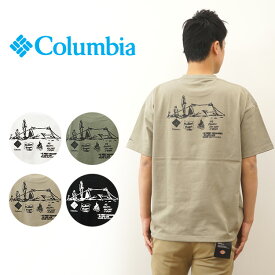 Columbia（コロンビア） フォレスト キャンプ ラバーズ ショートスリーブ Tシャツ メンズ ポケT ポケット 半袖 ティーシャツ ビッグシルエット オーバーサイズ 吸汗 速乾 アウトドア 登山 大きい サイズ XL レディース ユニセックス バックプリント 守矢努 【PM0823】