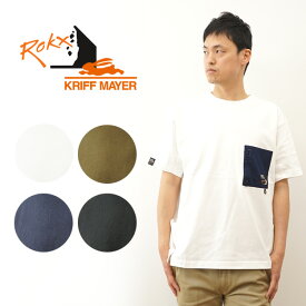 KRIFF MAYER（クリフメイヤー） ROKX ロックス コラボ クールタフ ポケT Tシャツ メンズ レディース ユニセックス 半袖 ティーシャツ 接触冷感 涼しい ポケット アウトドア 海 山 登山 山登り 春夏 オーバーサイズ ビッグシルエット 大きい サイズ XL ネイビー 【2245103】