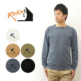 ROKX（ロックス） L/S MG POCKET TEE ロング スリーブ エムジー ポケット Tシャツ ロンT 長袖 ポケT メンズ レディース アウトドア キャンプ 登山 大きい サイズ ピグメント染め ヴィンテージ ビンテージ 古着 風 経年変化 ワンポイント 無地 シンプル 白 黒 【RXMF204118】