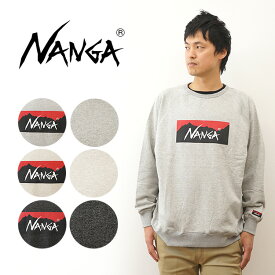 NANGA（ナンガ） ECO HYBRID BOX LOGO SWEATSHIRT エコ ハイブリッド ボックス ロゴ スウェット シャツ トレーナー メンズ レディース 裏毛 スエット アウトドア ブランド キャンプ 登山 大きい サイズ XL 2L ワンポイント 春 秋 冬 コーデ 黒 グレー 【NW2311-201】