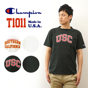 Champion�i�`�����s�I���j T1011 �e�B�[�e���C���u�� �V���[�g�X���[�u T�V���c USC �����Y ���f�B�[�X ���� �A�����J�� ���C�h�C�� USA MADE IN USA �J���b�W ���S �v�����g �傫���T�C�Y XL 2L ��100% 