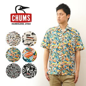 CHUMS（チャムス） チャムロハ シャツ Chumloha Shirt メンズ レディース アロハシャツ 半袖 総柄 大きいサイズ XL オーバーサイズ ビッグシルエット アウトドア キャンプ 海 ハワイ 旅行 お揃い ペアルック 春 夏 ペンギン ブービーバード おしゃれ 白 黒 【CH02-1105Z】