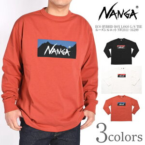 NANGA �i���K ����T�V���c ECO HYBRID BOX LOGO L/S TEE �G�R�n�C�u���b�h �{�b�N�X���S �����O�X���[�u�e�B�[ ���[�Y�V���G�b�g NW2311-1G299