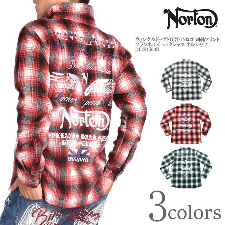 楽天市場】ノートン NORTON 長袖シャツ ウィング＆ドッグNORTONロゴ 