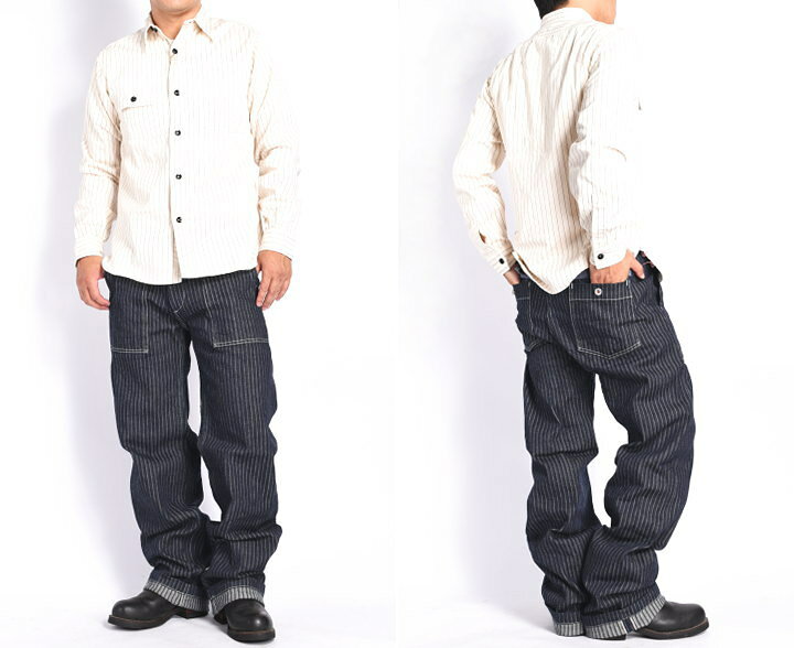 楽天市場】鬼デニム ONI DENIM 針抜きジャガードストライプデニム 