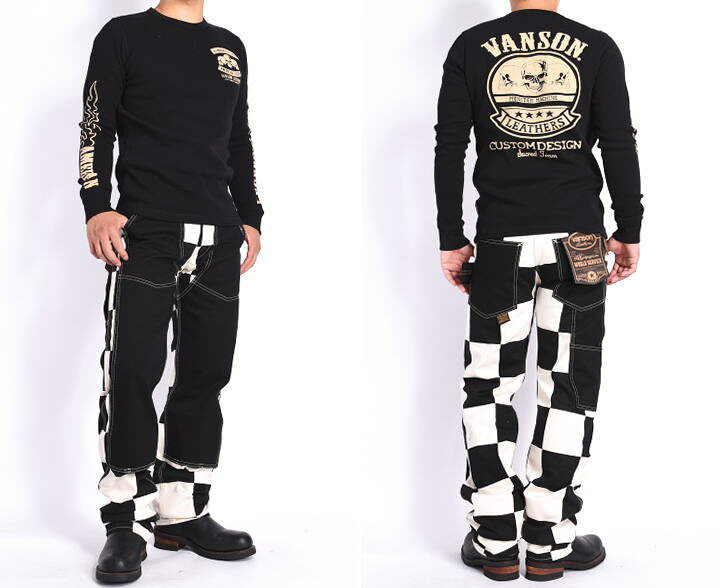 楽天市場】バンソン VANSON ダブルニー ペインターパンツ チェッカー  