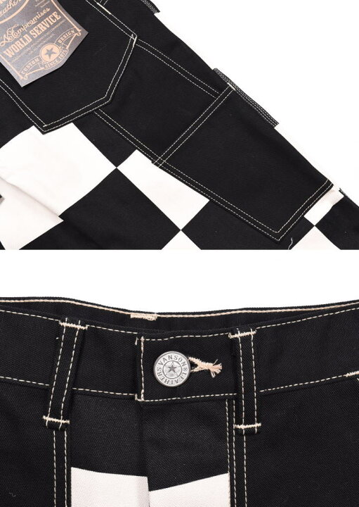 楽天市場】バンソン VANSON ダブルニー ペインターパンツ チェッカー  