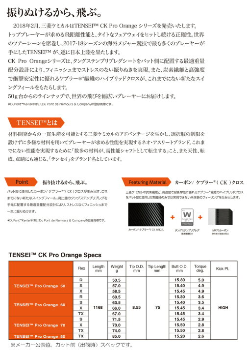 楽天市場】【シャフト単体】三菱ケミカル TENSEI (テンセイ) CK PRO 