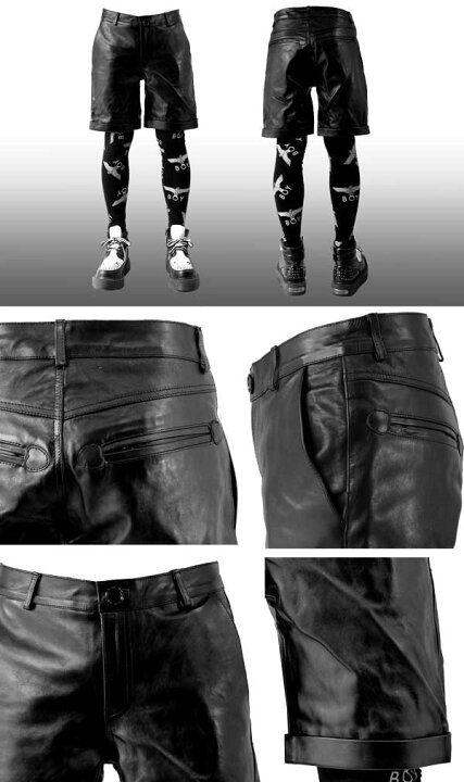 楽天市場】レザー ハーフパンツ ROCKでモードなWADオリジナルの本革 