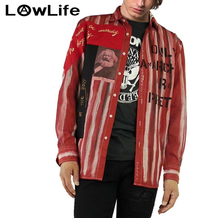 楽天市場】アナーキーシャツ レッド LOW LIFE(ローライフ)ストライプ 