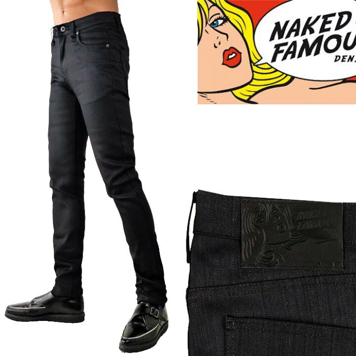 楽天市場 ブラック スキニー ジーンズ メンズ 黒 Naked Famous Denim ネイキッド アンドフェイモス スキニーデニム 岡山デニム スキニーパンツ 股下80 かっこいいジーンズ ズボン パンク ロック ファッション バイカー ロカビリー アメカジ 生デニム アメリカン 秋