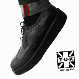 T.U.K. クリーパー（厚底ゴム製ソール）のウイングチップ シューズ 革靴 皮靴 TUK ロック系 モッズ系 クリッパーロックファッション ブリティッシュ TUK ロック系 パンク系 ロカビリーメンズモノ