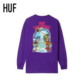 HUF ハフ ロングtシャツ ロンt 長袖 worldbode パープル メンズ レディース スケーター オールドスクール ロック パンク ファッション ブラック 黒 かっこいい コーデ スケーター系 カットソー 夏コーデ