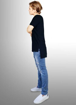 Imprssveロング段違いTシャツブラック