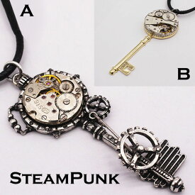 スチームパンク 時計仕掛けの鍵 ペンダント 時計メカ アクセサリー スクラップアート ネックレス ジュエリー ギフト プレゼント スチーム パンク steam punk 機械モチーフ チェーン ゴシック アクセサリー ロック ファッション WAD