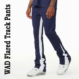 WADトラックパンツ スタック シューカット リペアデザイン ジャージ フレア スウェットパンツ ブーツカット ベルボトム スタックド くしゅくしゅトラック パンツ スキニー ストリート系 ストリート スウェットパンツ 運動会