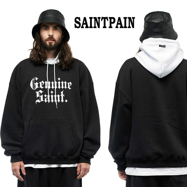 セール SPオンヘブンオーバーサイズフードブラック パーカー SAINTPAIN セイントペイン のファッション通販
