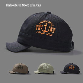 ミリタリー キャップ 錨 navy cap 刺しゅう アンパイア キャップ ネイビー ショートブリム 刺繍 ビンテージ アメカジ ワーク系 ベースボールキャップ 短ツバ 野球帽 帽子 シニア