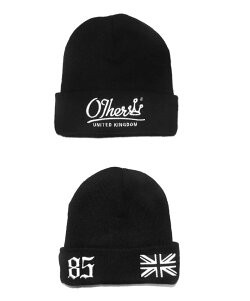 UKより初上陸!ロック,パンク,ストリートを融合したUKブランド【OtherUK】ロゴ+”85”とユニオンジャック刺繍のブラック・ビーニー(ニット帽)ロックファッション,ロック系,ストリートファッション【あす楽対応】