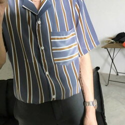 開襟シャツストライプ