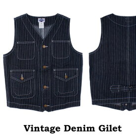 デニム ベスト ジレベスト ジレ メンズ カバーオール ジャケット ヒッコリー ストライプ ワーク ウェアー テーラード テーラードベスト ワーク系 ストリート ロック ファッション アメリカン クラシック ロカビリー ツイード サロン系 キレカジ系 送料無料 夏