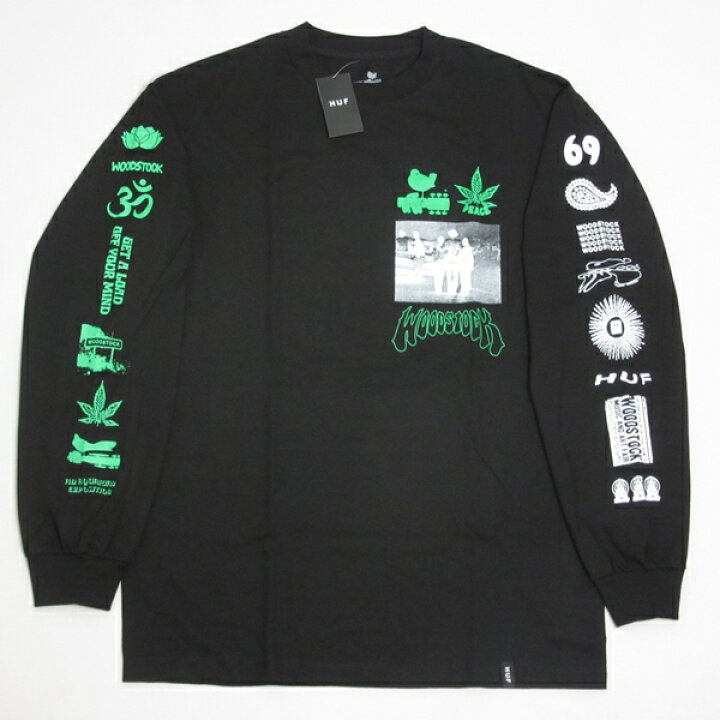 楽天市場 Huf ハフ ロングtシャツ 長袖 Woodstock メンズ レディース スケーター オールドスクール ロック パンク ファッション ブラック 黒 かっこいい スケーター系 カットソー ロンt ロック系 パンク系 コーデ スケーターファッションメンズ夏 ストリート ロック