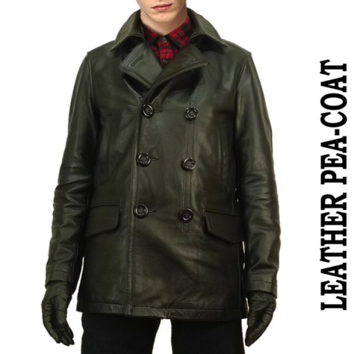 楽天市場】レザーコート メンズ レザー ダブル ピーコート 防寒 PEA  