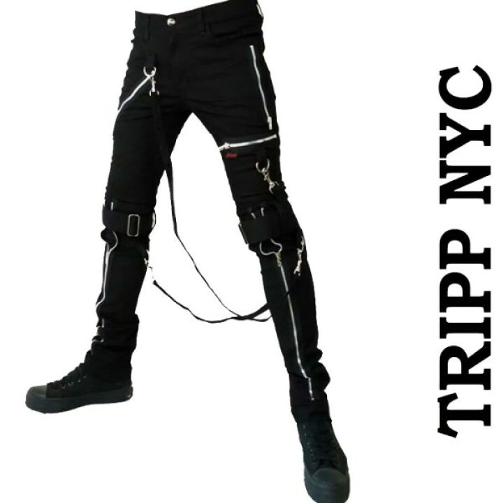 楽天市場 ボンテージパンツ Tripp Nyc トリップニューヨーク メンズ ブラック スキニー Zip パンツ ブランド 黒 ベルト パンク ロック ファッション カーゴ ストレッチ Tripp ヘビメタ V系 モード系 ロック系 アメリカン バイカー ストリート かっこいい ブランド 夏