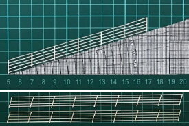 【HO 1/100】フェンス I-2 よこ型（階段・スロープ（17度）手すり；ペーパー製）2本入り FEN-I-2