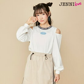 【即納 / 30％OFF】肩あきロゴバインダーロンT 02241209 jennilove ジェニィラブ jenni ジェニィ キッズ ジュニア 女の子 子供服 通学 トップス 長袖 レッスン おでかけ 130cm 140cm 150cm 160cm あす楽対応