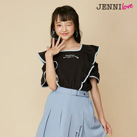 【TIME SALE / 12％OFF】2way肩あきフリルトップス 02242212 jennilove ジェニィラブ jenni ジェニィ キッズ ジュニア 女の子 子供服 通学 トップス 半袖 レッスン おでかけ 130cm 140cm 150cm 160cm あす楽対応