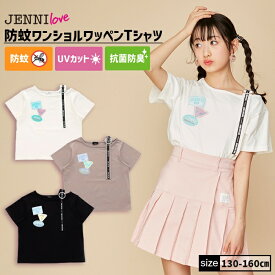 【NEW】【即納】防蚊ワンショルワッペンTシャツ 02243229 jennilove ジェニィラブ jenni ジェニィ キッズ ジュニア 女の子 子供服 通学 トップス 半袖 レッスン おでかけ 130cm 140cm 150cm 160cm あす楽対応