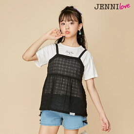 【即納】シアーキャミ＆Tシャツセット 02243235 jennilove ジェニィラブ jenni ジェニィ キッズ ジュニア 女の子 子供服 通学 トップス 半袖 レッスン おでかけ 130cm 140cm 150cm 160cm あす楽対応