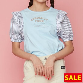 【期間限定 / 50％OFF】ストライプフリル袖Tシャツ jennilove ジェニィラブ jenni ジェニィ キッズ ジュニア 女の子 子供服 通学 トップス レッスン おでかけ 130cm 140cm 150cm 160cm あす楽対応 セール