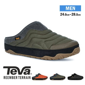 【4日20:00~MAX90%OFF】 TEVA サボサンダル メンズ 冬 裏起毛 暖かい 防寒 クロッグシューズ スリッポン メンズ 軽量 防滑 撥水 キャンプ アウトドア スリッパ キルティング キャンプシューズ REEMBER TERRAIN テバ リエンバー テレイン 黒 1129596