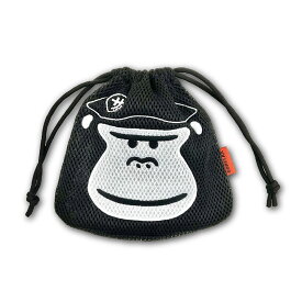 巾着 ポーチ 小物入れ 旅行 プール 海 バス用品 洗面セット 洗える 洗濯用品 メッシュ かわいい プレゼント キャラクター ゴリラ 銭湯 サウナ ごリラックス まもるさんの洗える巾着 ブラック 黒