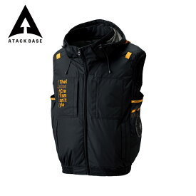 空調風神服 EFウェア チタンフードベスト 空調ベスト メンズ レディース ファン対応ウェア ベスト フード付き 極涼 -12.5℃ 撥水 UVカット 遮熱 涼しい 作業服 ワークウエア アウター 作業着 上着 春 夏 空調ウェア 熱中症対策 アタックベース The tough ファン無し