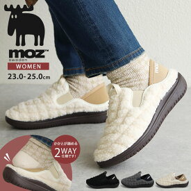 モズ moz キルティング モックシューズ レディース サボサンダル 歩きやすい スリッポン クロッグサンダル かかとが踏める 黒 ブラック グレー アイボリー カジュアルシューズ ファー ボア 暖か あったか 軽量 軽い アウトドア キャンプ 5702