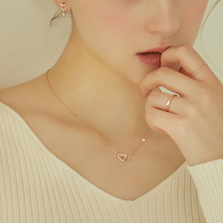 楽天市場】セット割◇ ダブルハート ハート 型 の ネックレス オープン  