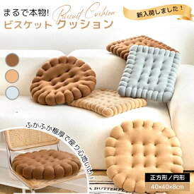 ビスケット型クッション かわいい 椅子用 座布団 おしゃれ シートクッション 車用 クッション 低反発 丸型 フロアクッション 厚手 洗える チェアパッド 座り心地いい ざぶとん 背もたれ 秋冬 インテリア 癒し グッズ ギフト