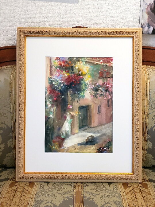 楽天市場】絵画 原画 「ルークの水飲み場」 水彩/パステル F4 