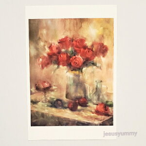 「Share happiness」 Yumi Kohnoura作 オリジナル・ポストカード 絵はがき 葉書 絵画 花 フルーツ 薔薇 バラ 静物画 【ネコポス対応】