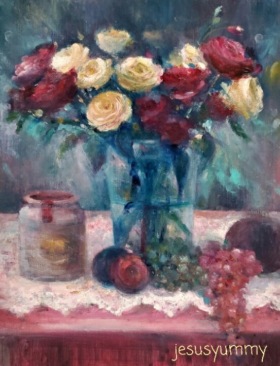 楽天市場】絵画 ｢満月の夜に｣ 油彩画 油絵 原画 静物画 F6 シルバー  