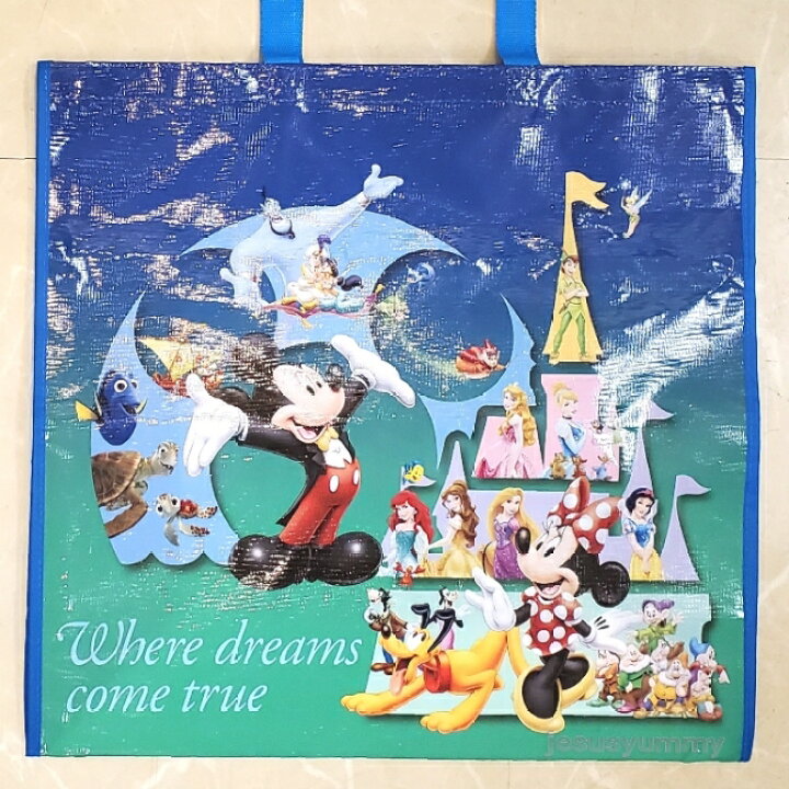 楽天市場 ショッピングバッグ M バック ブルー エコバッグ 東京ディズニーリゾート限定 お土産 ミッキー ミニー ディズニーキャラクター Disney ｊｅｓｕｓ ｙｕｍｍｙ