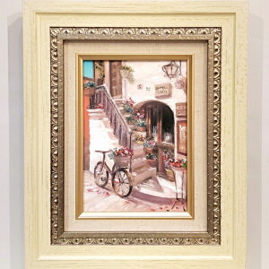 絵画 「Go Your Own Way」 油彩画 油絵 原画 風景画 SM ヨーロピアンインテリア お部屋に飾る絵 木製 ホワイト 額縁付き Yumi Kohnoura 神之浦由美 南イタリア オストゥーニ ア