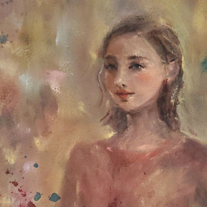 楽天市場】絵画 原画 「Silver girl」 水彩/パステル F4 シルバー 額付 